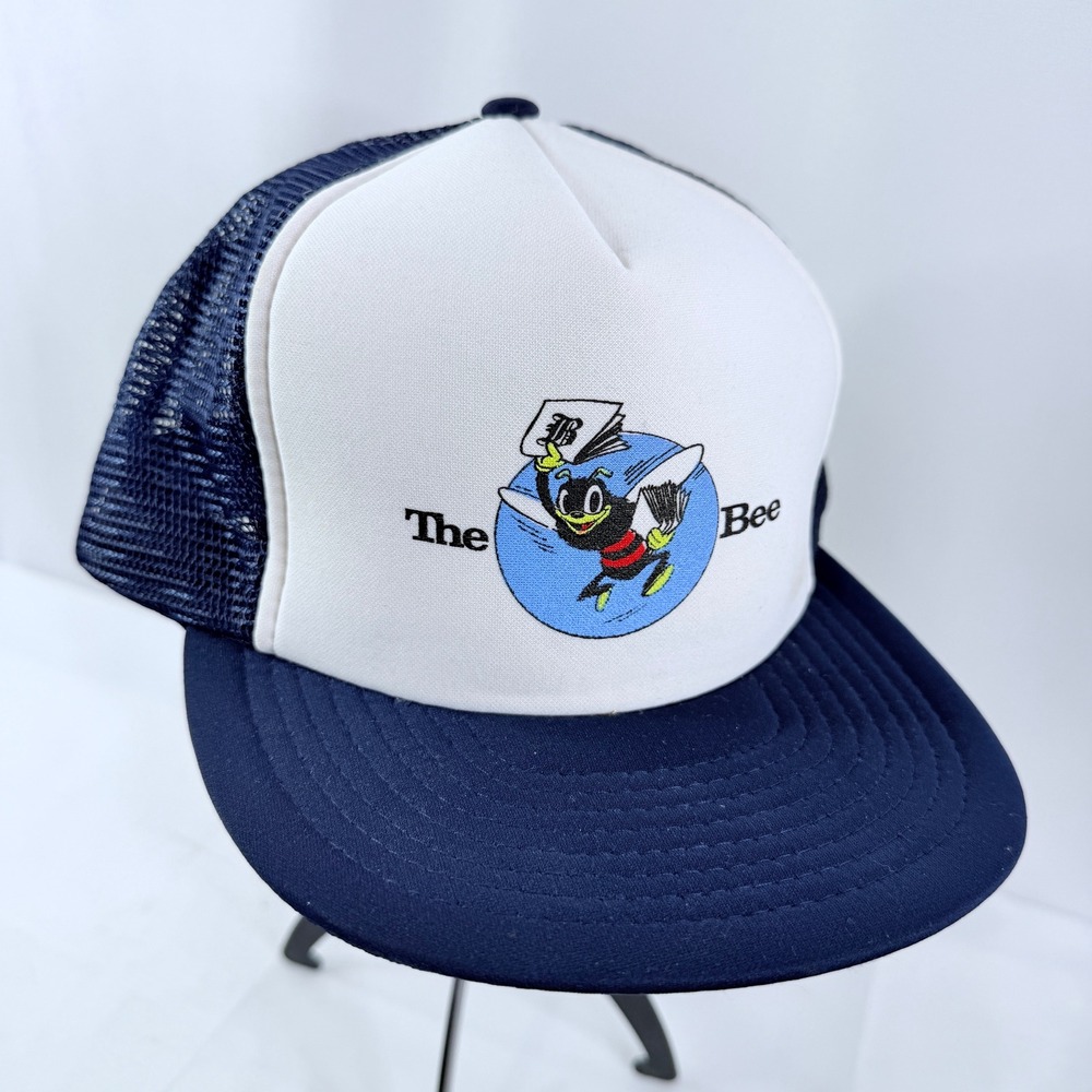 The Bee Sacramento Newspaper Speedway Trucker Hat Navy Blue White Snapback Cap